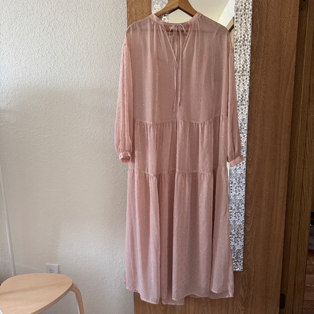 Mango pink nala tiered maxi dress, xs